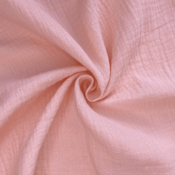 Ткань Муслин Жатый, цвет Нежно-Розовый (на отрез)  в Брянске